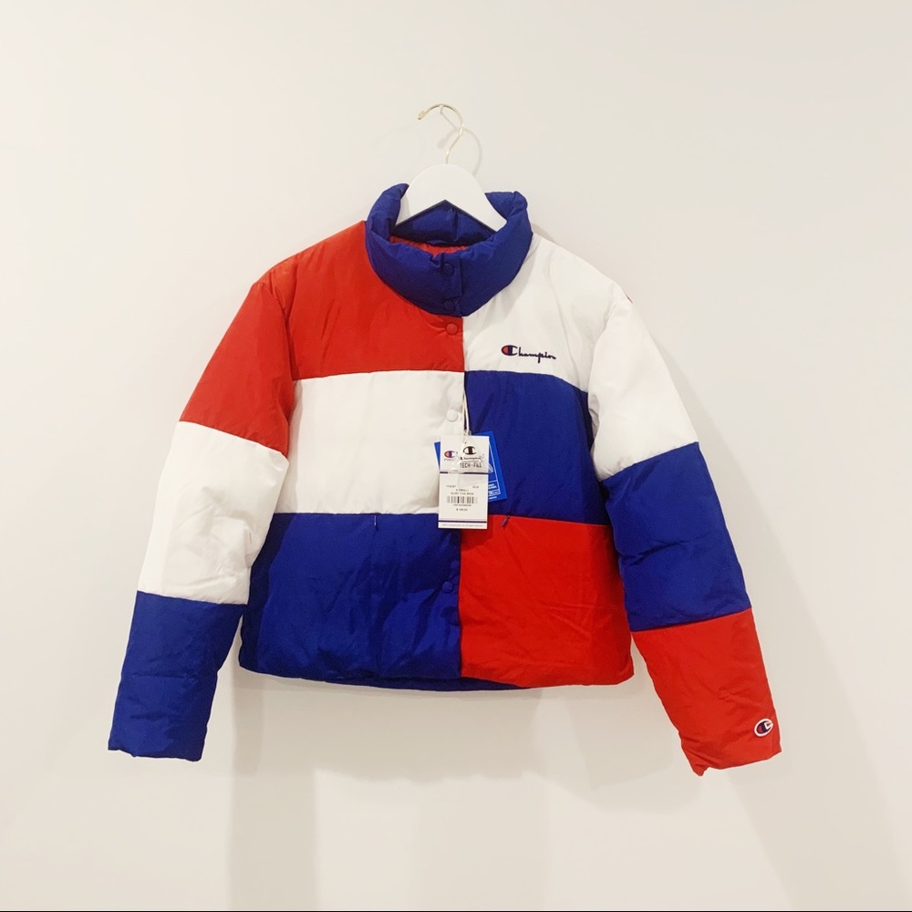 CHAMPION REVERSE WEAVE COLOR BLOCK PUFFER JACKET - Picture 4 of 5